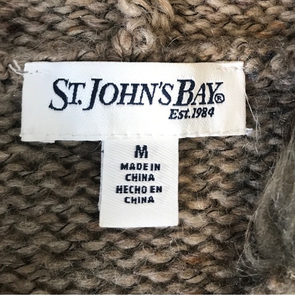 St. John Bay M Alpaca Blend Knit Cardigan Sweater Faux Fur Hoodie Button Down - Picture 13 of 14
